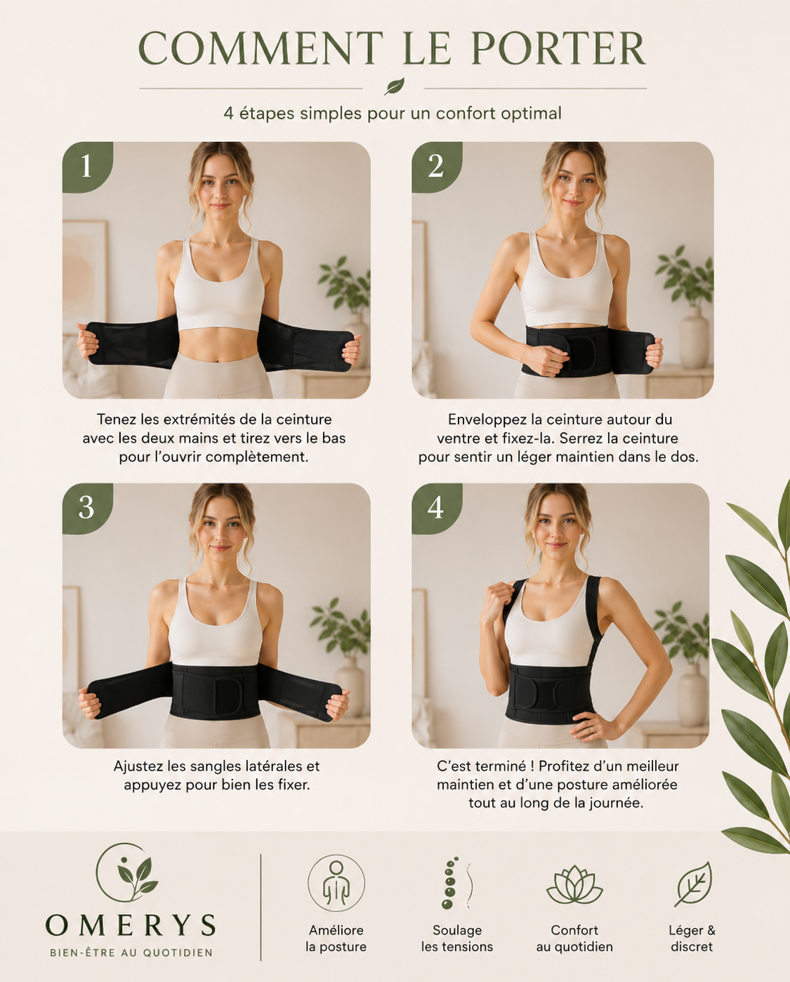 Comment porter le correcteur de posture Omerys en 4 étapes simples pour un maintien optimal et une posture améliorée