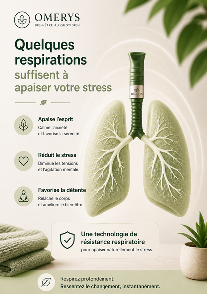 Entraîneur respiratoire Omerys - technologie de résistance respiratoire pour apaiser le stress, réduire l'anxiété et améliorer le bien-être