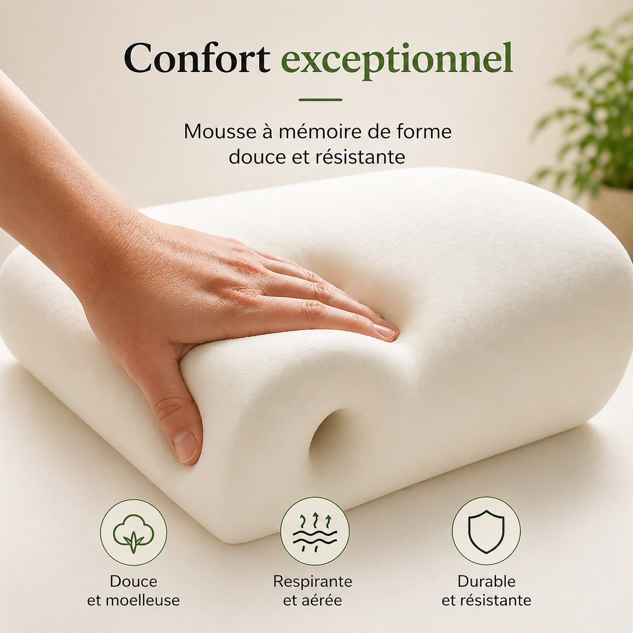 Coussin lombaire mousse à mémoire de forme douce et confortable
