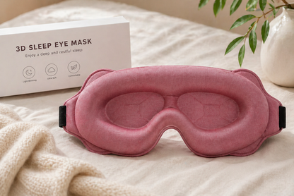 Masque de nuit 3D ergonimique Omerys rose — avec boîte packaging sommeil profond