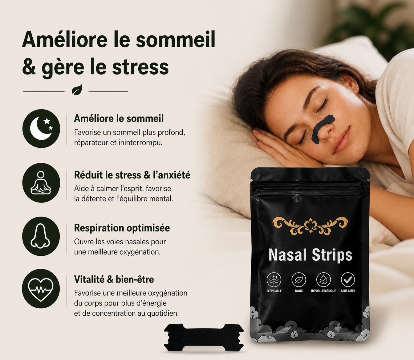 Bandelettes nasales pour améliorer le sommeil et réduire le stress — Le Silence de Nuit