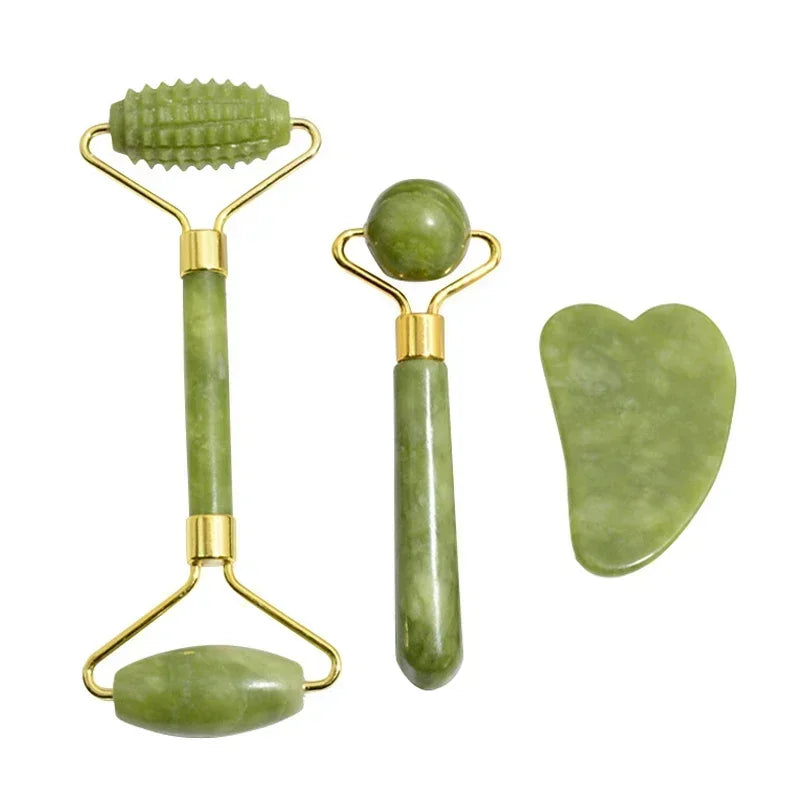 Rouleau jade Omerys — vue produit fond blanc, pierre naturelle et finition dorée"