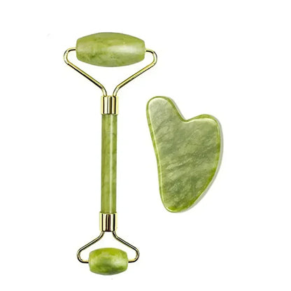 Rouleau jade Omerys — vue produit fond blanc, pierre naturelle et finition dorée"